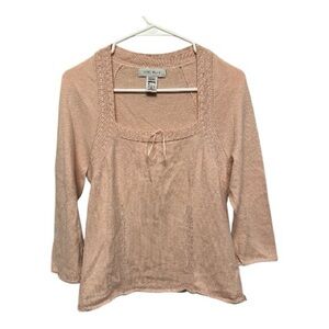Vintage Y2K Era Nine West Blush Knit Coquette Style Blouse Size Medium